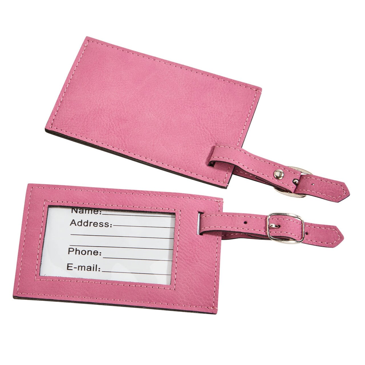 Contemporary Home Living 4.25" x 2.75" Pink Rectangular Leatherette Luggage Tag